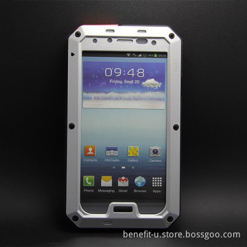 Pepkoo Hybrid Metal Case for Galaxy S3 I9300 Aluminum Cover with Tempered Glass